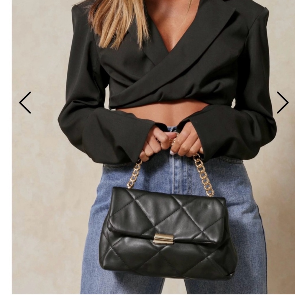 Black Quilted Hand Bag - Picture 7 of 14